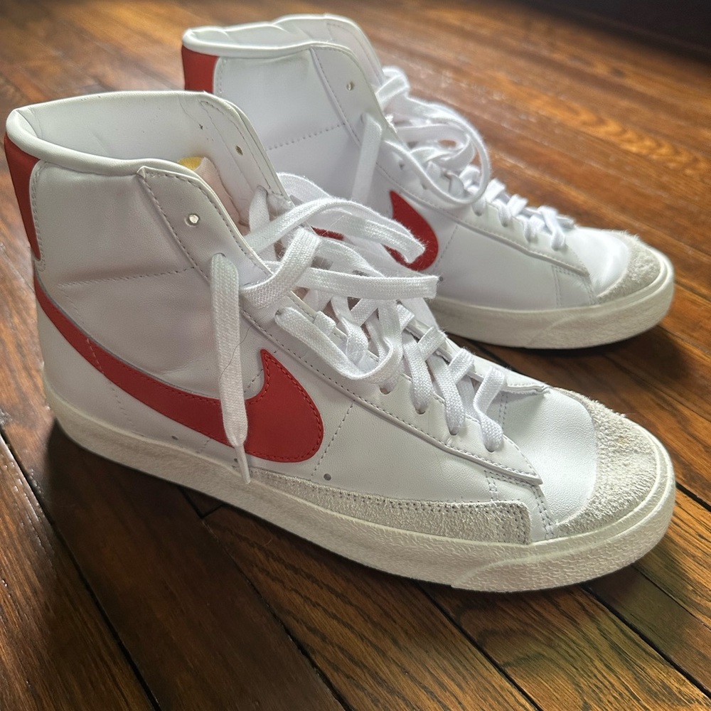 Nike Blazers White and Red High-Top Sneakers